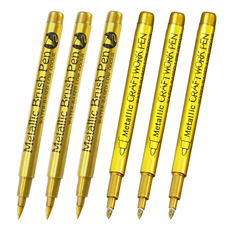 6Pcs Brush Metallic Marker Pens