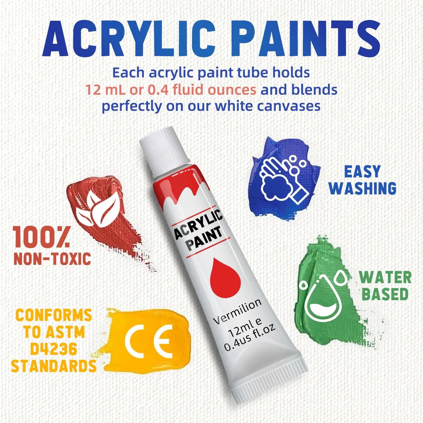 Acrylic Paints Set - 12/24 Colours 12ml