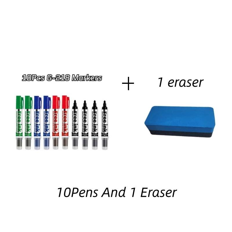 10 Pcs Erasable Whiteboard Markers