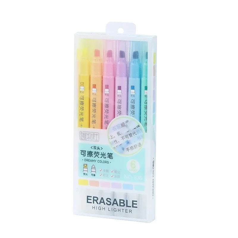 6pcs Erasable Highlighters Pastel