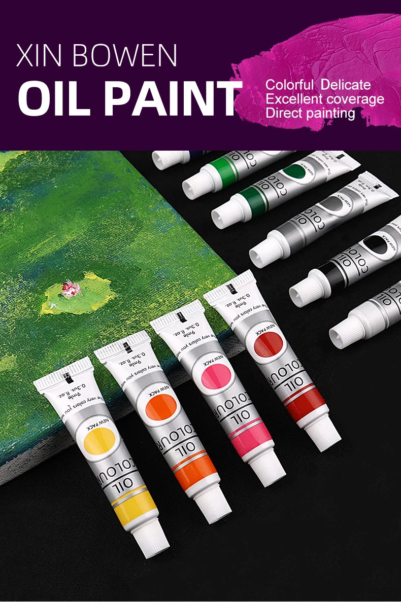 Oil Paint Set for Fabric Clothing, Nail Glass Drawing 9mL