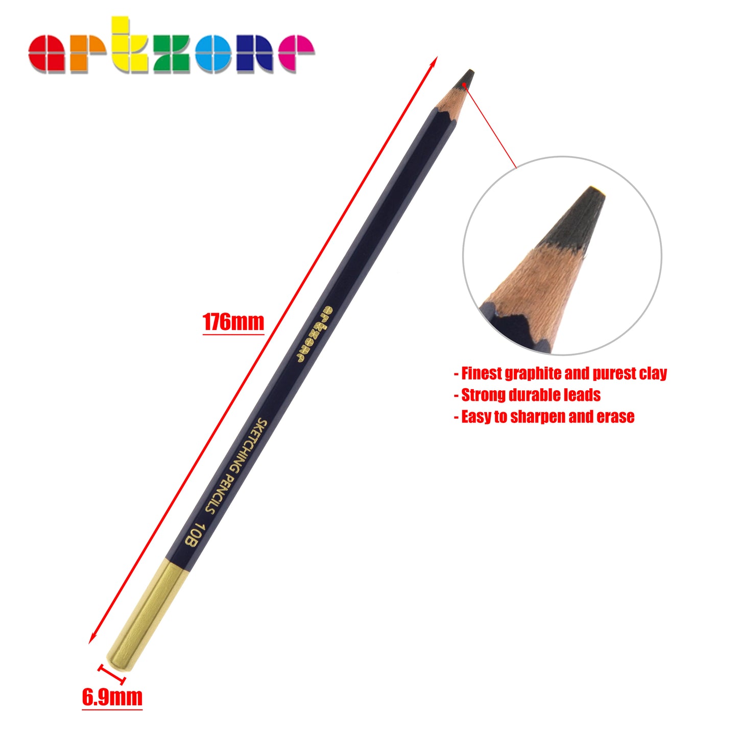 Professional Pencil Set, 12pcs 6H-12B. Ideal for Drawing Art, Sketching, Shading