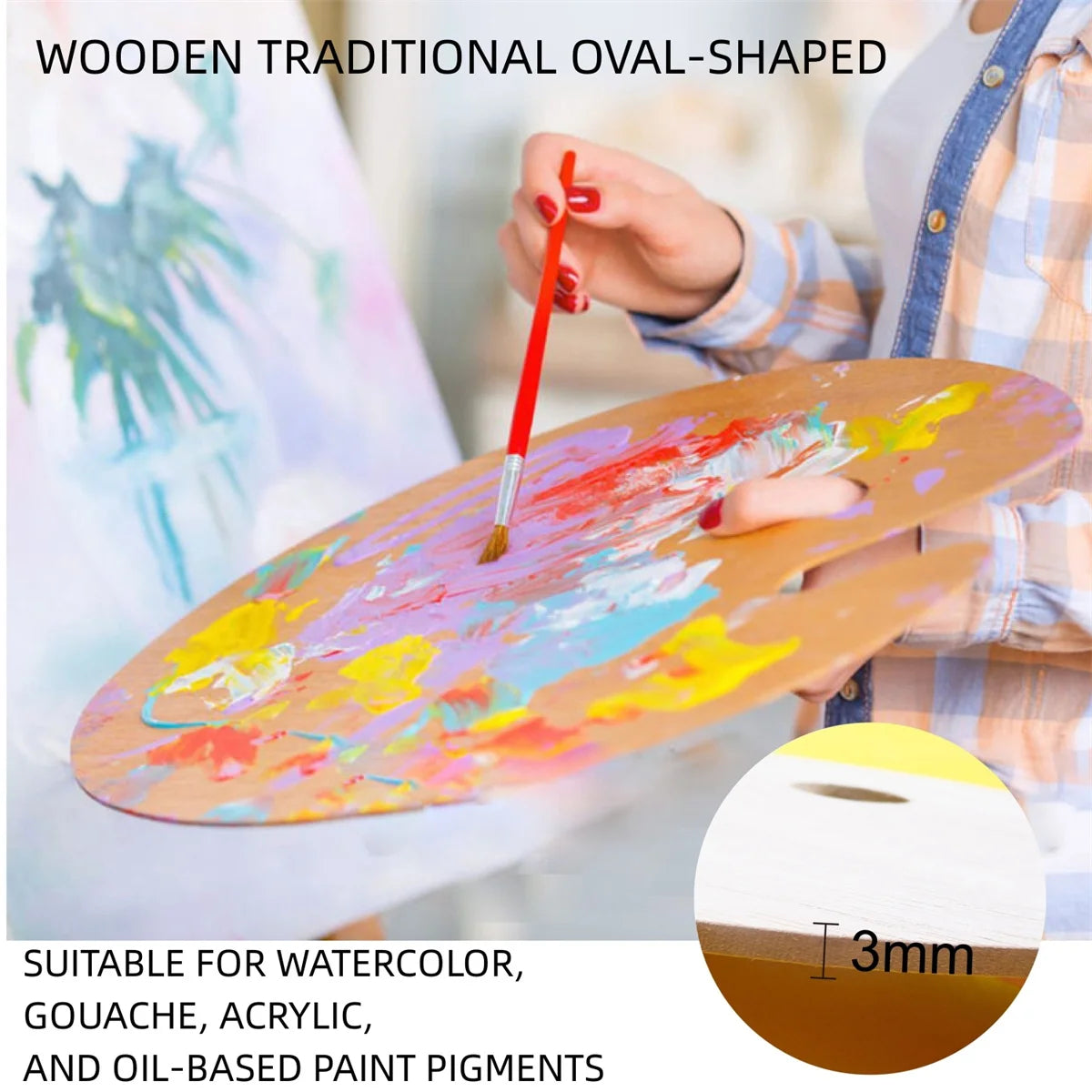 11.2" X 7.9" Wooden Paint Palette