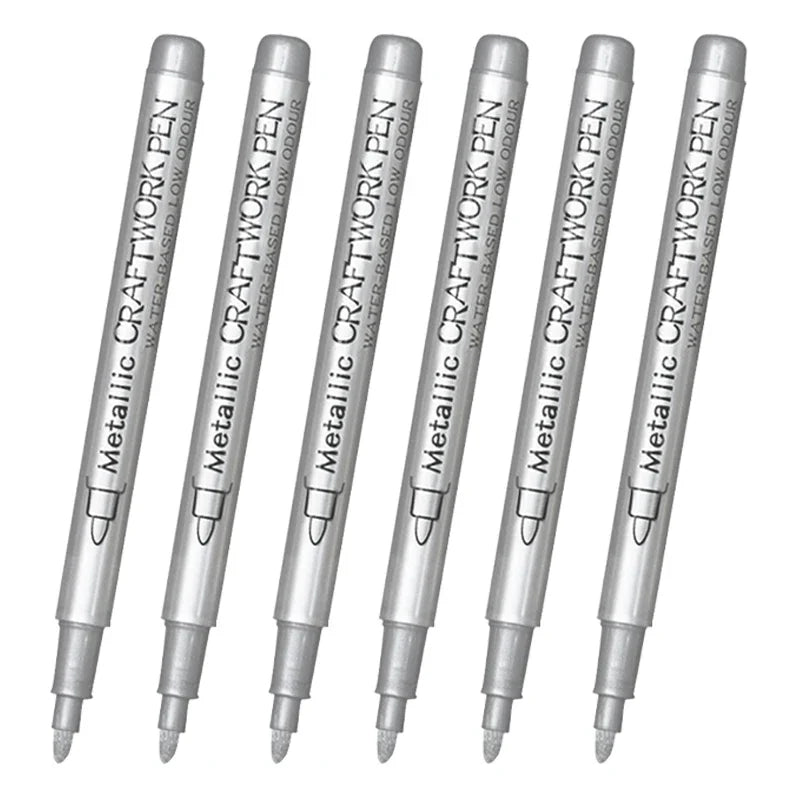 6Pcs Brush Metallic Marker Pens