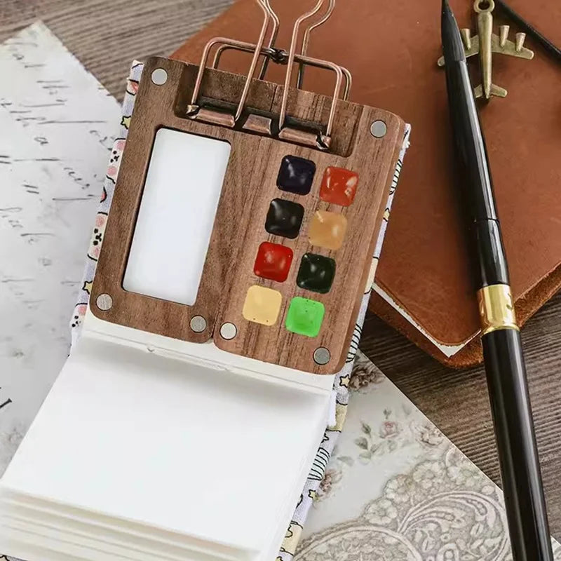 Travel Mini Walnut Watercolour Paint Palette