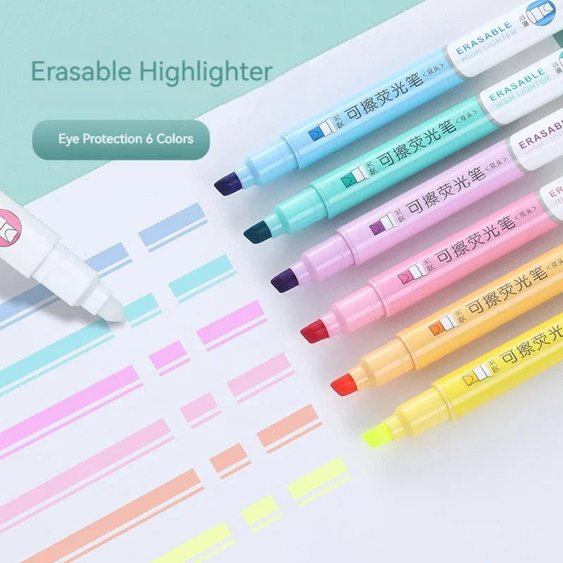 6pcs Erasable Highlighters Pastel