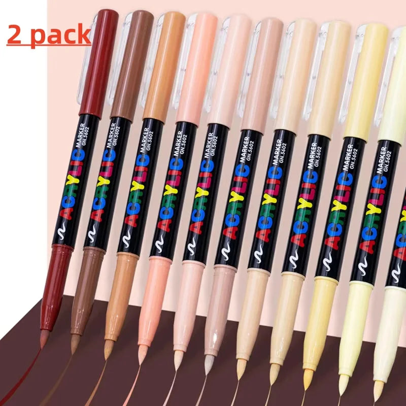 12 Colours Skin Colour Acrylic Markers