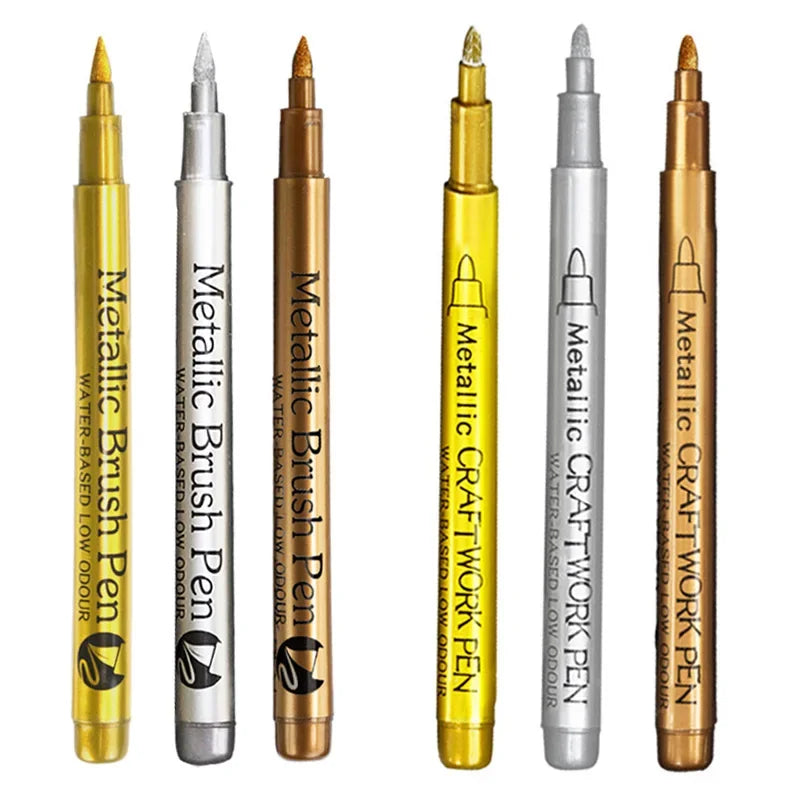 6Pcs Brush Metallic Marker Pens