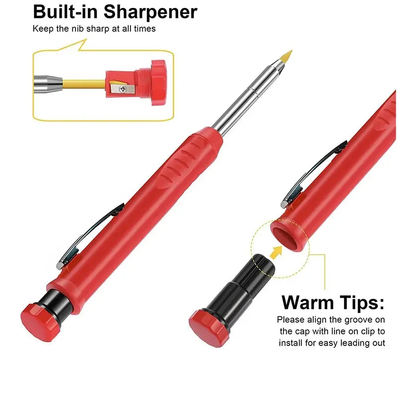 Solid Carpenter Pencil Built-in Sharpener