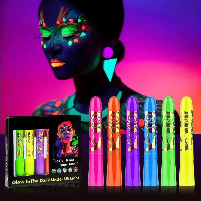 6Pcs UV Neon Face Painting Kit