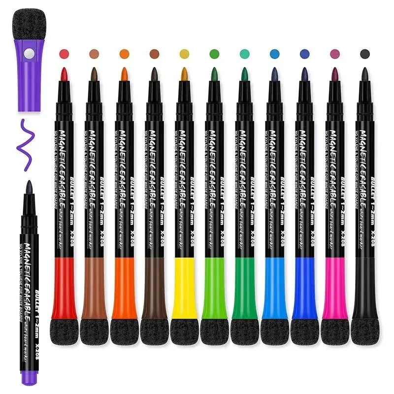 Children 12 Colours Magnetic Whiteboard Marker