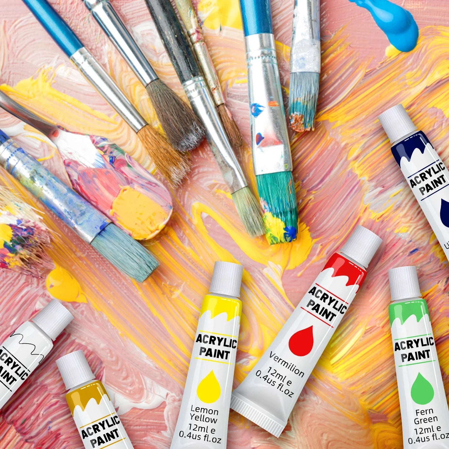 Acrylic Paints Set - 12/24 Colours 12ml