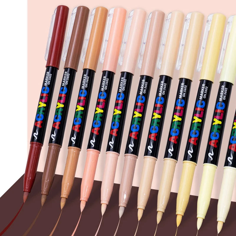 12 Colours Skin Colour Acrylic Markers