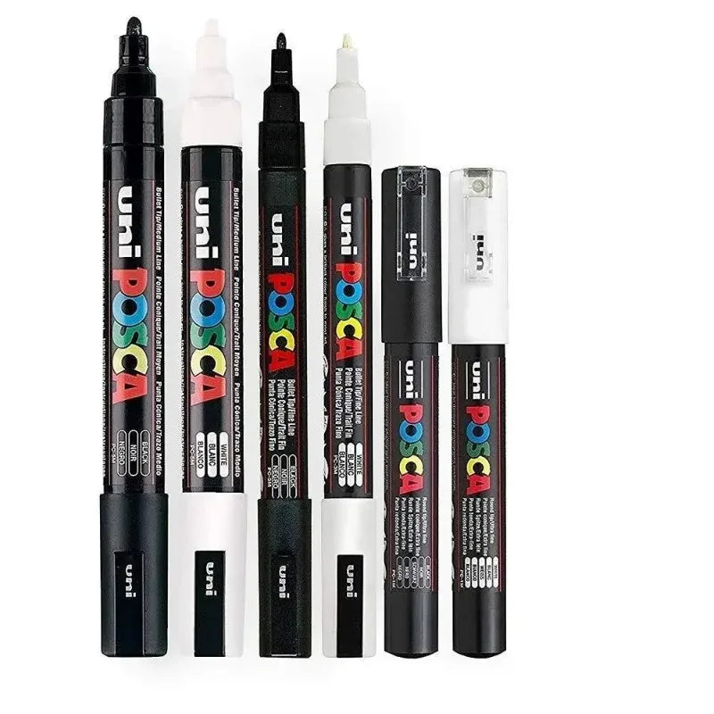 UNI POSCA Marker Pen White Black