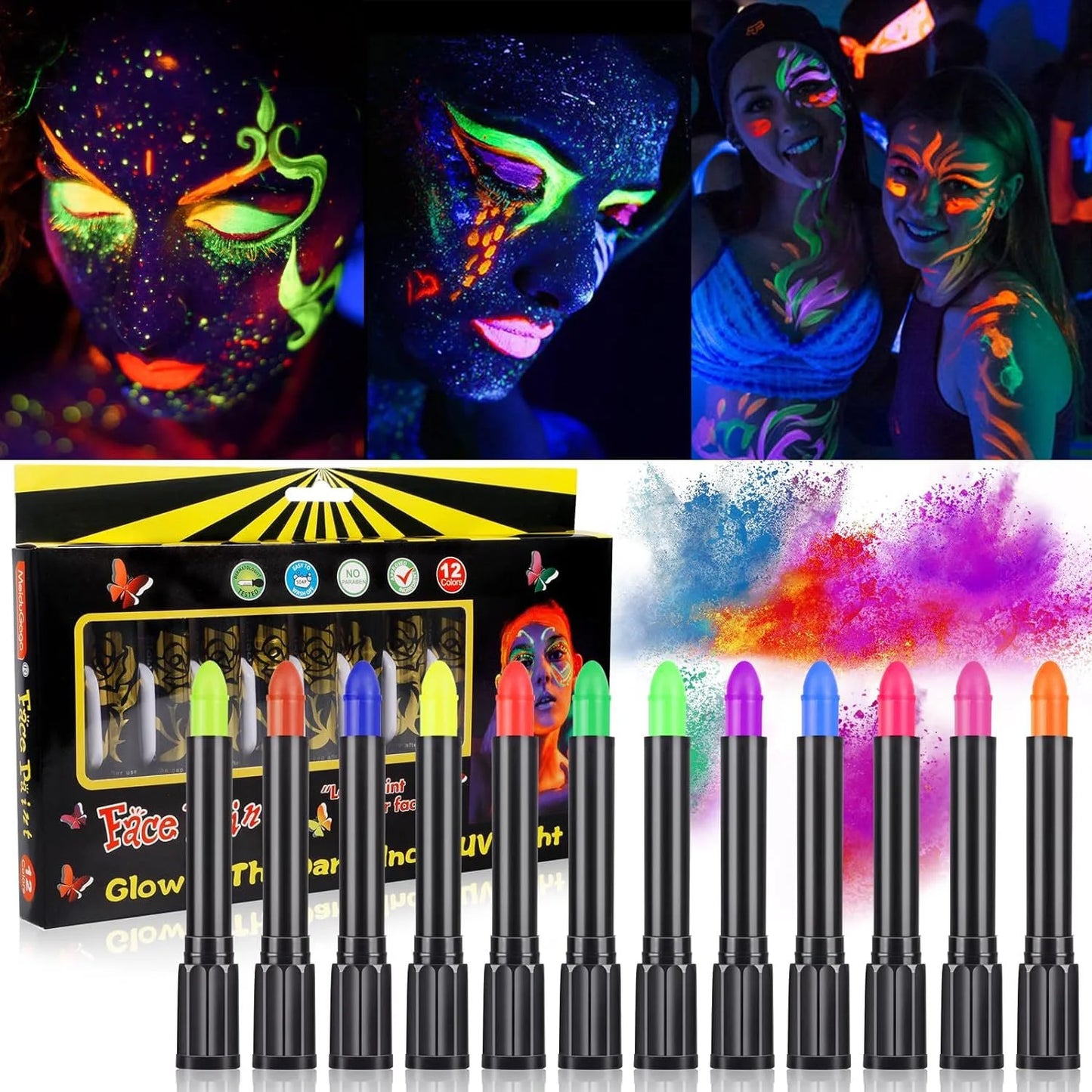 6Pcs UV Neon Face Painting Kit