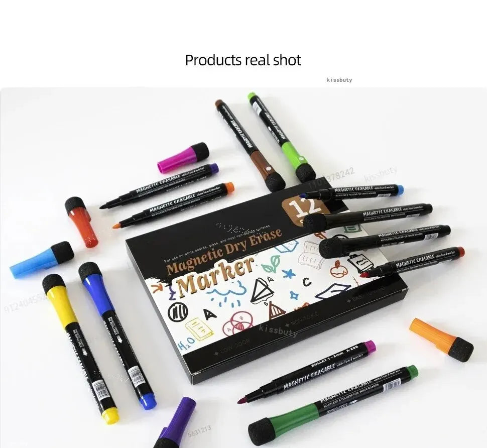Children 12 Colours Magnetic Whiteboard Marker