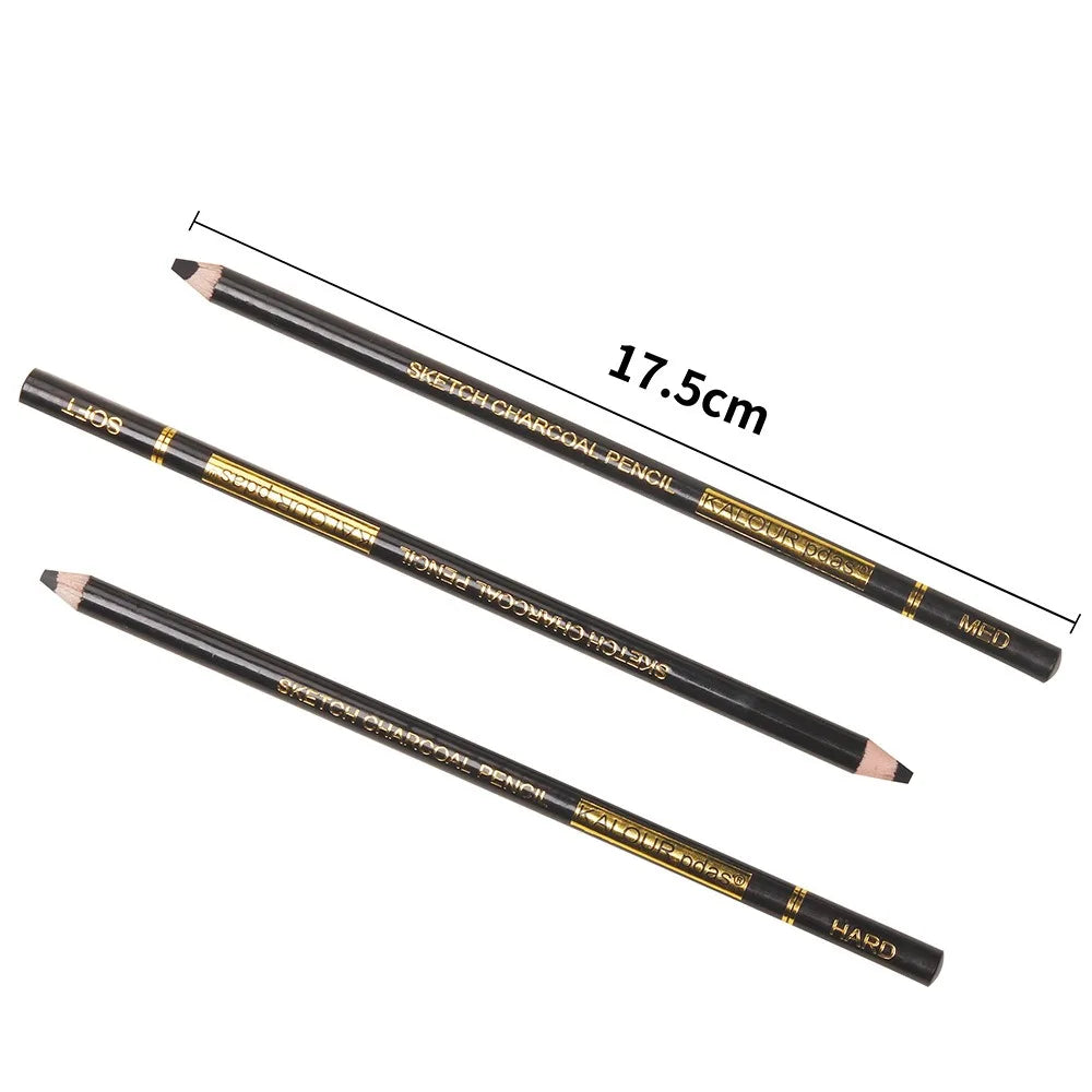 Coloured Charcoal Pencils Set, 6/12 Pcs