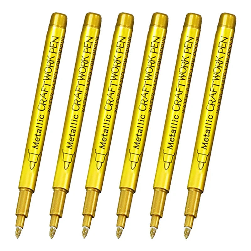6Pcs Brush Metallic Marker Pens