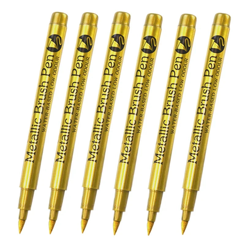 6Pcs Brush Metallic Marker Pens