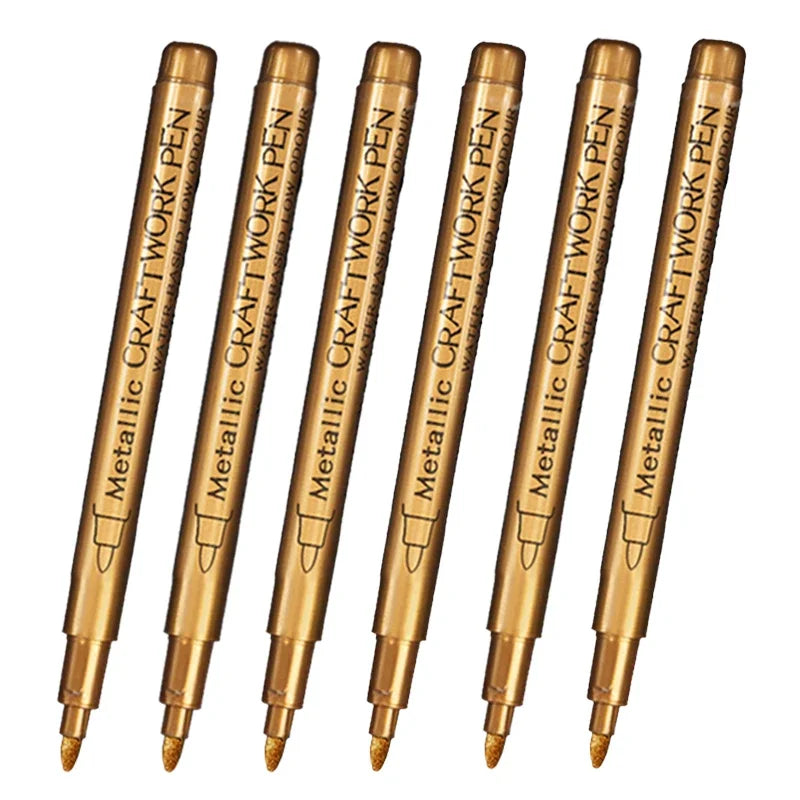 6Pcs Brush Metallic Marker Pens