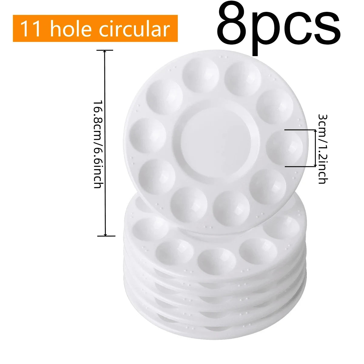 8pcs White Plastic Paint Palettes