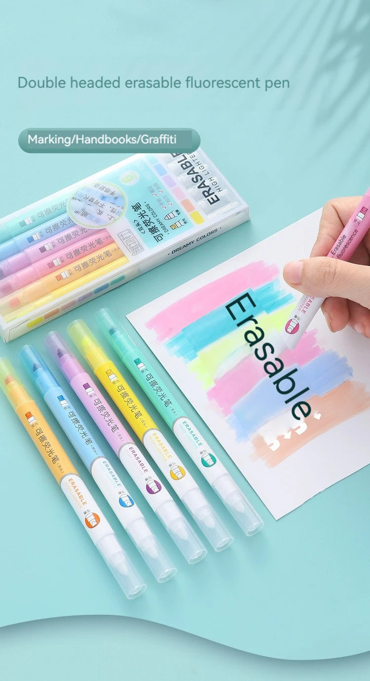 6pcs Erasable Highlighters Pastel