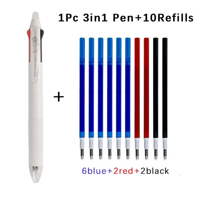 3 in 1 Erasable Gel Pen Set 0.5mm Black Blue Red