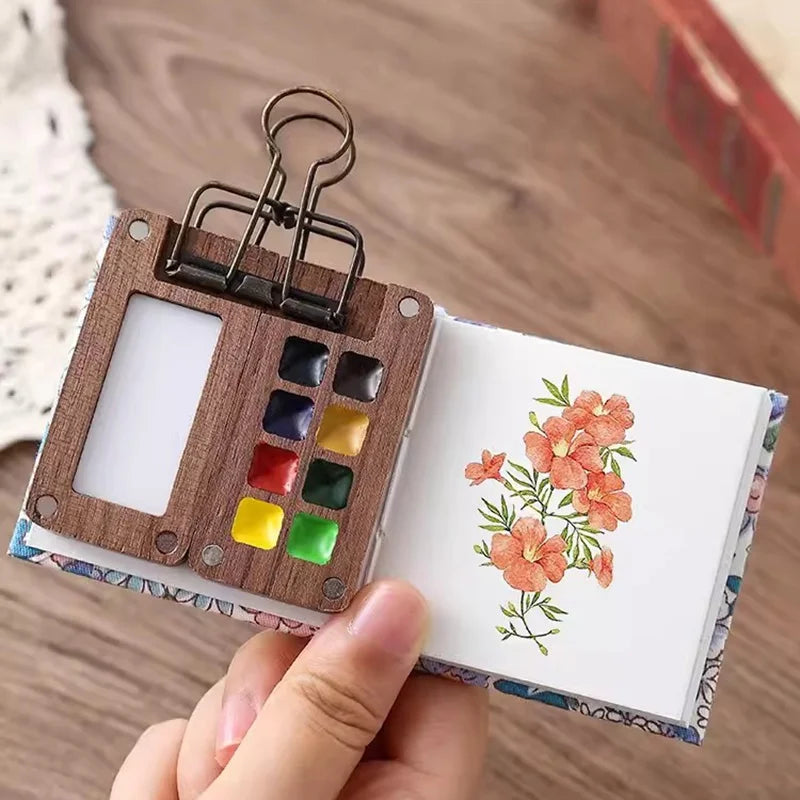 Travel Mini Walnut Watercolour Paint Palette