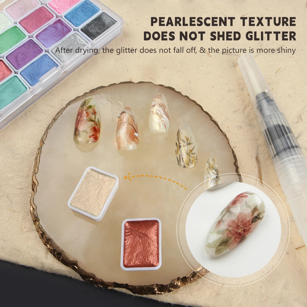 Pearlescent Solid Watercolour Set 20 24 36 48 60 Colours