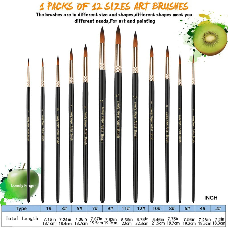 12pcs Paint Brushes Set