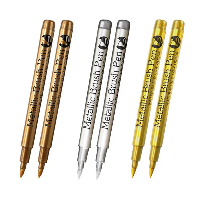 6Pcs Brush Metallic Marker Pens
