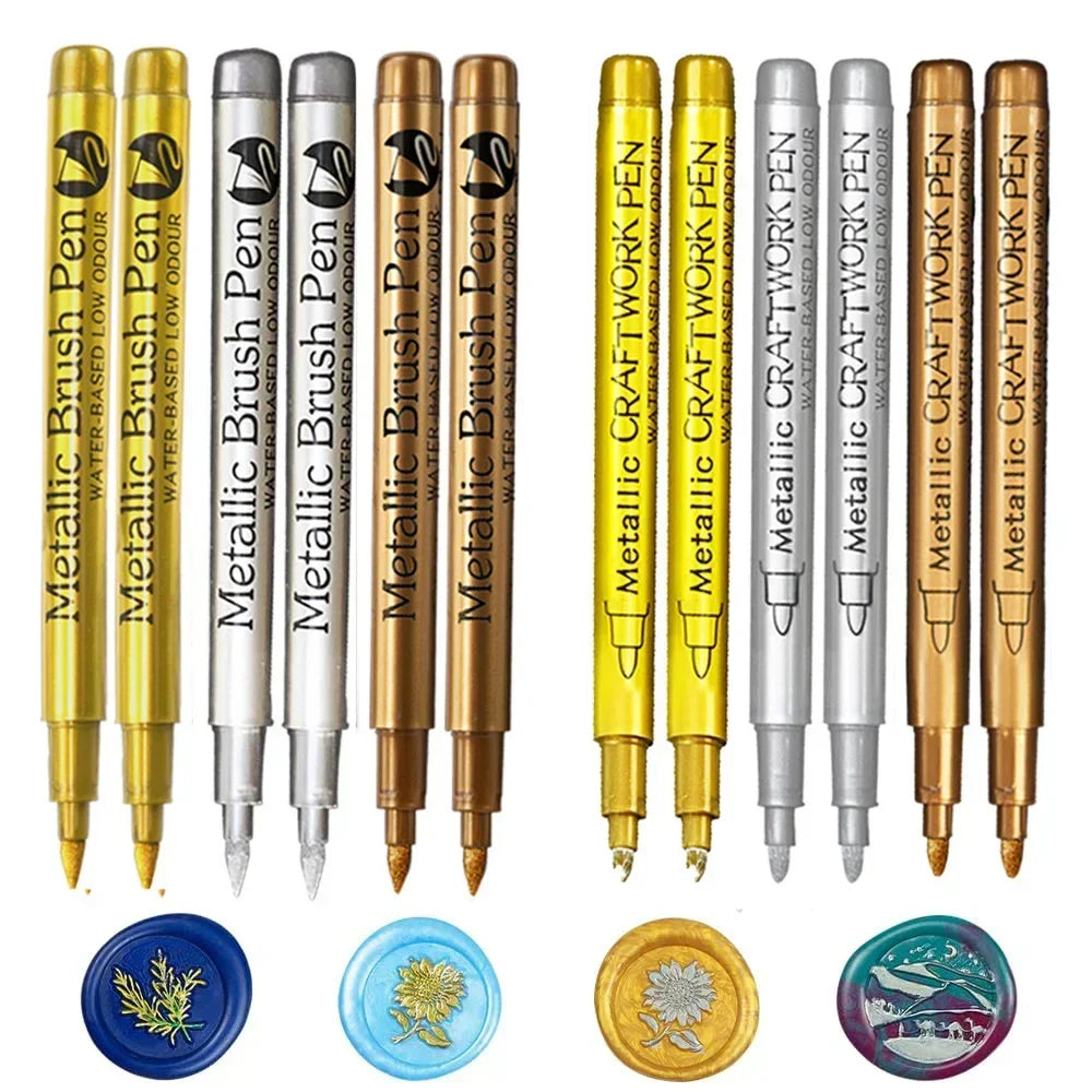 6Pcs Brush Metallic Marker Pens