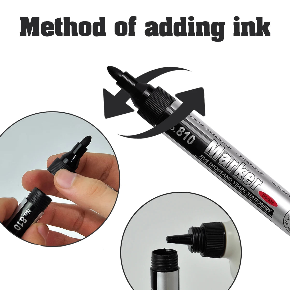 2/5pcs Permanent Oily Marker Pen Black