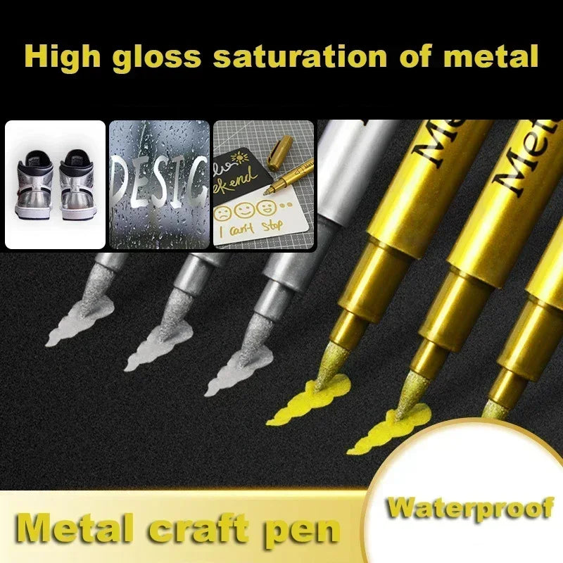 6Pcs Brush Metallic Marker Pens