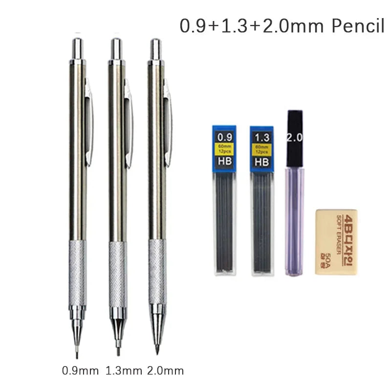 Mechanical Pencil Set 0.3, 0.5, 0.7, 0.9, 1.3, 2.0 mm