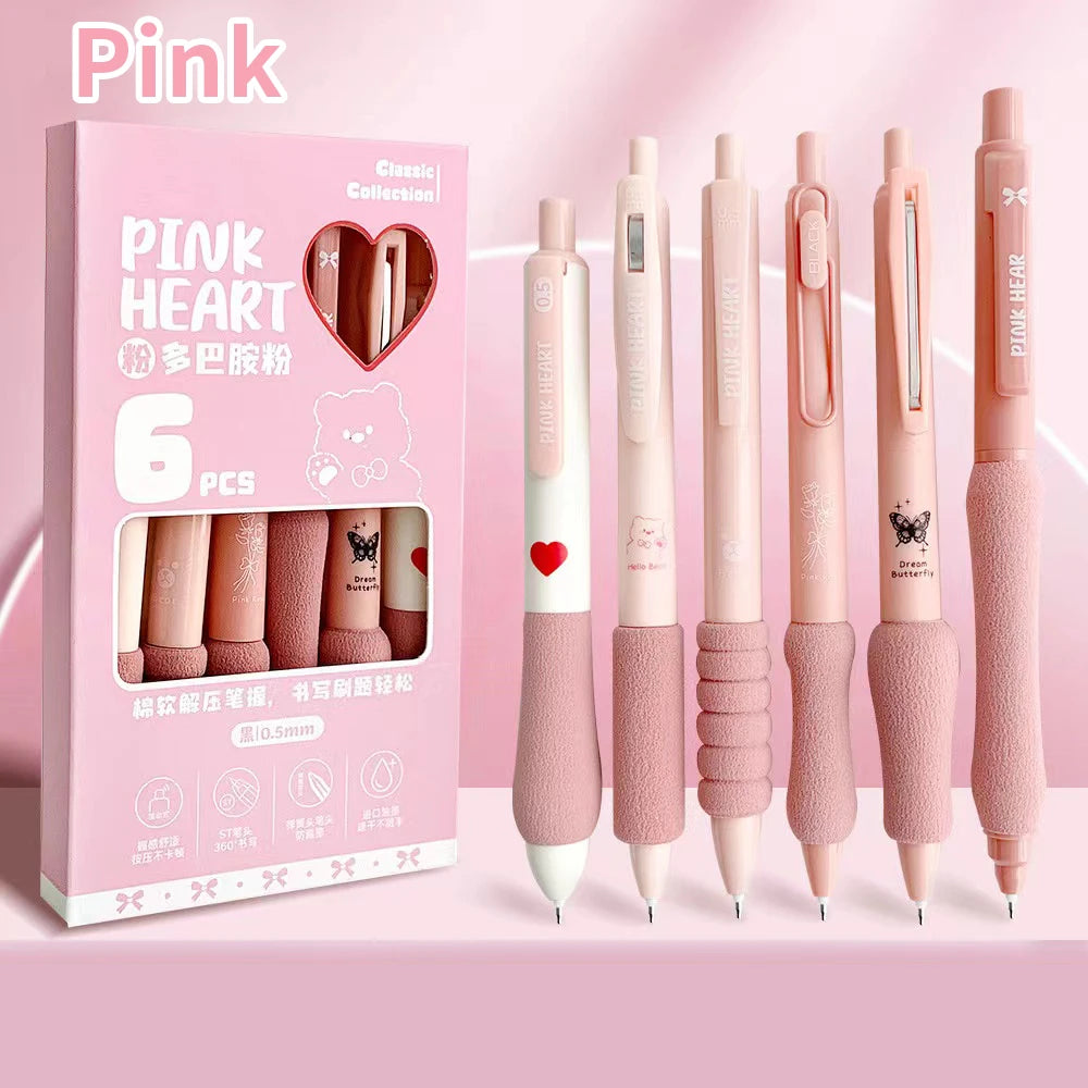 6PC Coffee Colour Press Pen